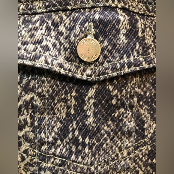 Handmade Jean Jacket STYX snake skin animal print Womens Medium - Picture 6 of 11
